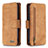 Leather Case Stands Flip Cover Holder B18F for Samsung Galaxy M80S Brown