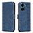 Leather Case Stands Flip Cover Holder B21F for Xiaomi Poco C65 Blue