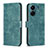 Leather Case Stands Flip Cover Holder B21F for Xiaomi Poco C65 Green