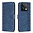 Leather Case Stands Flip Cover Holder B21F for Xiaomi Redmi Note 13 5G Blue