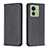 Leather Case Stands Flip Cover Holder B22F for Motorola Moto Edge (2023) 5G Black