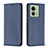 Leather Case Stands Flip Cover Holder B22F for Motorola Moto Edge (2023) 5G Blue