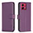 Leather Case Stands Flip Cover Holder B22F for Motorola Moto G84 5G Purple