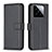 Leather Case Stands Flip Cover Holder B22F for Xiaomi Mi 14 5G Black