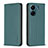 Leather Case Stands Flip Cover Holder B22F for Xiaomi Poco C65 Green