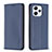 Leather Case Stands Flip Cover Holder B22F for Xiaomi Redmi 12 4G Blue