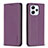 Leather Case Stands Flip Cover Holder B22F for Xiaomi Redmi 12 4G Purple