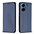 Leather Case Stands Flip Cover Holder B22F for Xiaomi Redmi 13C Blue