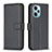 Leather Case Stands Flip Cover Holder B22F for Xiaomi Redmi Note 12 Turbo 5G Black