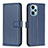 Leather Case Stands Flip Cover Holder B22F for Xiaomi Redmi Note 12 Turbo 5G Blue