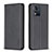 Leather Case Stands Flip Cover Holder B23F for Motorola Moto E13 Black