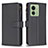 Leather Case Stands Flip Cover Holder B23F for Motorola Moto Edge (2023) 5G Black