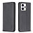 Leather Case Stands Flip Cover Holder B23F for Motorola Moto G23 Black