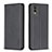 Leather Case Stands Flip Cover Holder B23F for Nokia C210 Black