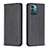 Leather Case Stands Flip Cover Holder B23F for Nokia G11 Black