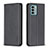 Leather Case Stands Flip Cover Holder B23F for Nokia G22 Black