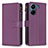 Leather Case Stands Flip Cover Holder B23F for Xiaomi Poco C65 Purple