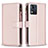 Leather Case Stands Flip Cover Holder B25F for Motorola Moto E13 Rose Gold