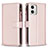 Leather Case Stands Flip Cover Holder B25F for Motorola Moto G73 5G Rose Gold