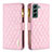 Leather Case Stands Flip Cover Holder BF1 for Samsung Galaxy S24 Plus 5G Rose Gold