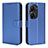 Leather Case Stands Flip Cover Holder BY1 for Asus ZenFone 10 Blue