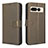 Leather Case Stands Flip Cover Holder BY1 for Google Pixel 7 Pro 5G Brown