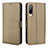 Leather Case Stands Flip Cover Holder BY1 for HTC Desire 22 Pro 5G Brown