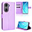 Leather Case Stands Flip Cover Holder BY1 for Huawei Honor 60 Pro 5G Purple