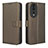 Leather Case Stands Flip Cover Holder BY1 for Huawei Honor 80 5G Brown