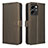 Leather Case Stands Flip Cover Holder BY1 for Huawei Honor 80 SE 5G Brown