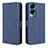 Leather Case Stands Flip Cover Holder BY1 for Huawei Honor 90 Lite 5G Blue