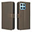 Leather Case Stands Flip Cover Holder BY1 for Huawei Honor X8 5G Brown