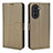 Leather Case Stands Flip Cover Holder BY1 for Huawei Nova 10 Pro Brown