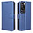 Leather Case Stands Flip Cover Holder BY1 for Huawei P60 Blue