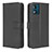 Leather Case Stands Flip Cover Holder BY1 for Motorola Moto E13 Black