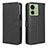 Leather Case Stands Flip Cover Holder BY1 for Motorola Moto Edge 40 5G Black