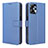 Leather Case Stands Flip Cover Holder BY1 for Motorola Moto G23 Blue