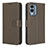 Leather Case Stands Flip Cover Holder BY1 for Nokia X30 5G Brown