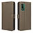 Leather Case Stands Flip Cover Holder BY1 for Nokia XR21 Brown