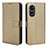 Leather Case Stands Flip Cover Holder BY1 for Oppo A18 Brown