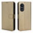 Leather Case Stands Flip Cover Holder BY1 for Oppo A38 Brown