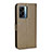 Leather Case Stands Flip Cover Holder BY1 for Oppo A77 5G Brown