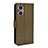 Leather Case Stands Flip Cover Holder BY1 for Oppo A96 5G Brown