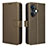 Leather Case Stands Flip Cover Holder BY1 for Oppo K11 5G Brown