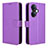 Leather Case Stands Flip Cover Holder BY1 for Oppo K11 5G Purple