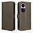 Leather Case Stands Flip Cover Holder BY1 for Oppo Reno10 Pro 5G Brown