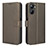 Leather Case Stands Flip Cover Holder BY1 for Realme 10S 5G Brown