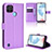 Leather Case Stands Flip Cover Holder BY1 for Realme C21Y Purple