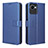 Leather Case Stands Flip Cover Holder BY1 for Realme C30 Blue