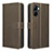 Leather Case Stands Flip Cover Holder BY1 for Realme C33 (2023) Brown